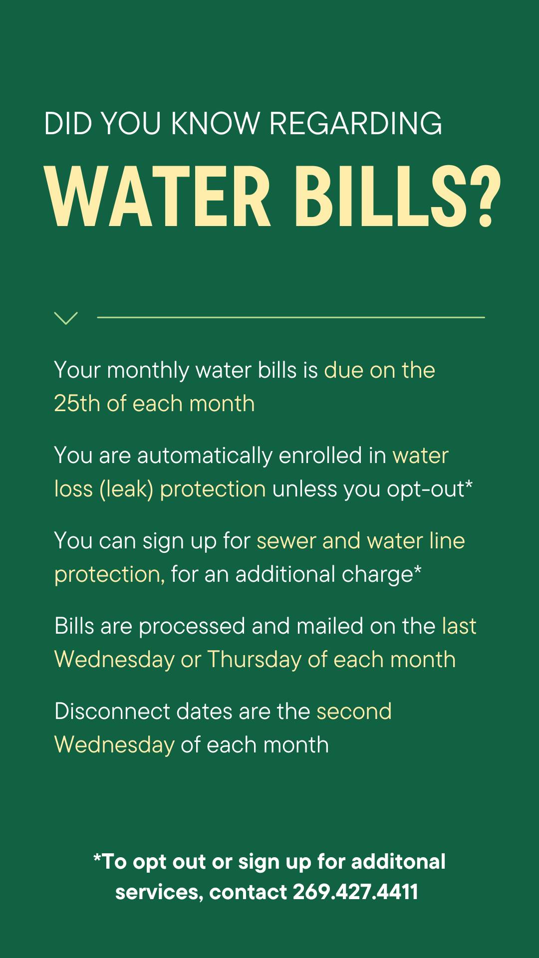 Notice Water Bills City of Bangor, Michigan